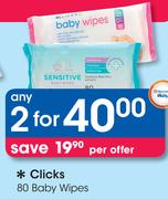 Clicks 80 Baby Wipes-For 2