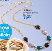 Glam Peacock 3-Drop Necklace