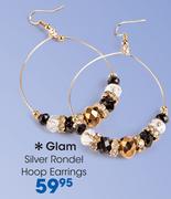 Glam Silver Rondel Hoop Earrings