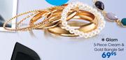 Glam 5-Piece Cream & Gold Bangle Set