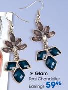 Glam Teal Chandelier Earrings