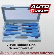 Auto Kraft 7 Pce Rubber Grip Screwdriver Set-Each