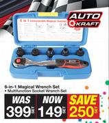 Auto Kraft 6 In 1 Magical Wrench Set-Per Set