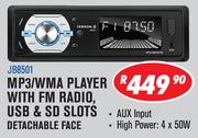 Jebson MP3/WMA Player With FM Radio, USB & SD Slots Detachable Face JB8501