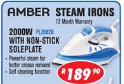 Amber Steam Iron 2000W With Non Stick Soleplate PL26820