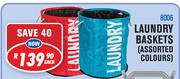 Laundry Baskets Assorted Colours 8006-Each
