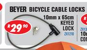 Beyer Bicycle Cable Keyed Lock ZX210-10mm x 65cm