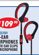 In Ear Earphones With Ear Clips & Microphone HWQS1081