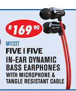 Five Five In Ear Dynamic Bass Earphones With Microphone & Tangle Resistant Cable MI1227