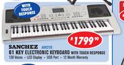 Sanchez 61 Key Electronic Keyboard With Touch Response ARK2176