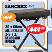 Sanchez 30 x 60cm Adjustable X-Style Keyboard Bench KB-30
