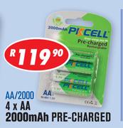 4 x AA 2000mAh Ni-MH Pre-Charged Batteries AA-2000