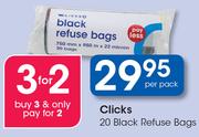 Clicks 20 Black Refuse Bags-Per Pack