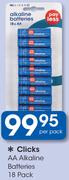 Clicks 18 Pack AA Alkaline Batteries-Per Pack