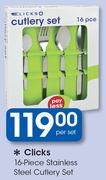 Clicks 16 Piece Stainless Steel Cutlery Set-Per Set