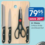 Clicks 5 Piece Knife And Board Set-Per Set