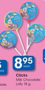 Clicks Milk Chocolate Lolly-18g Each