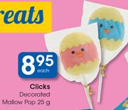 Clicks Decorated Mallow Pop-25g Each