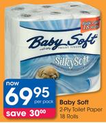 Baby Soft 2- Toilet Paper Rolls-18 Rolls Per Pack