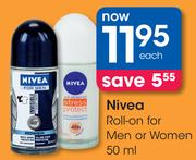 Nivea Roll-On For Men Or Women-50ml Each
