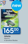 Gillette Mach3 4 Sensitive Blades-Per Pack