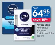 Nivea Men After Shave Splash Or Post Shave Balm-100ml Each