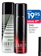 Coty Deodorant For Men-120ml Each