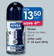 Nivea Roll-On For Men-50ml Each