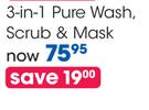Garnier 3-In-1 Pure Wash, Scrub & Mask