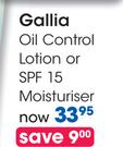 Gallia Oil Control Lotion Or SPF 15 Moisturiser Each