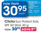 Clicks Sun Protect Kids SPF 50 Stick-30g