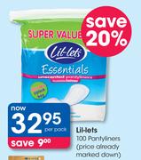 Lil-Lets 100 Pantyliners-Per Pack