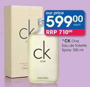CK One Eau De Toilette Spray-100ml Each