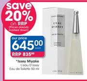 Issey Miyake L'eau D'issey Eau De Toilette-50ml Each