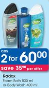 Radox Foam Bath 500ml Or Body Wash 400ml-For Any 2
