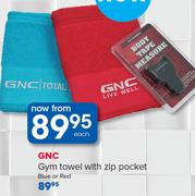 GNC Gym Towel With Zip Pocket(Blue Or Red)-Each