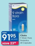 Clicks 9 Strain Flora Probiotics 30 Capsules-Per Pack
