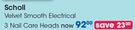 Scholl Velvet Smooth Electrical 3 Nail Care Heads-Each