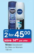 Nivea Deodorant For Men Or Women-2 x 150ml