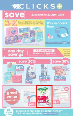 Clicks : You Pay Less (22 March - 22 April 2018), page 1
