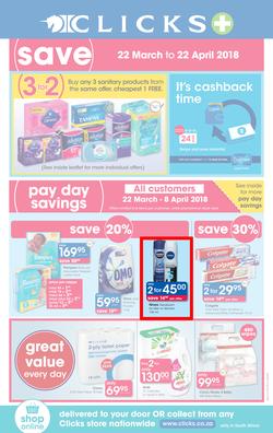 Clicks : You Pay Less (22 March - 22 April 2018), page 1