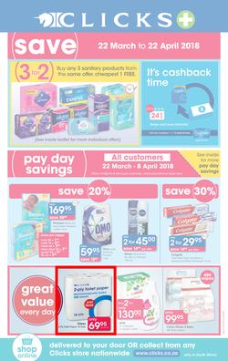 Clicks : You Pay Less (22 March - 22 April 2018), page 1