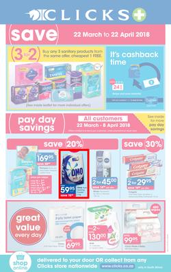 Clicks : You Pay Less (22 March - 22 April 2018), page 1