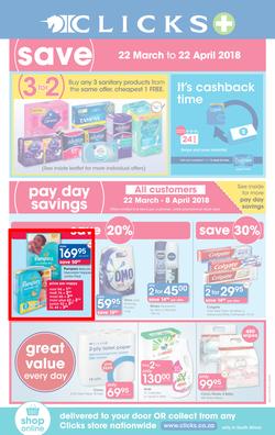 Clicks : You Pay Less (22 March - 22 April 2018), page 1