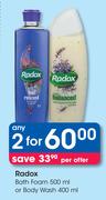 Radox Bath Foam-500ml Or Body Wash-400ml-For 2