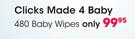 Clicks Made 4 Baby 480 Baby Wipes-Per Pack