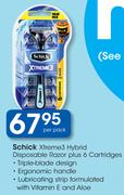 Schick Xtreme 3 Hybrid Disposable Razor Plus 6 Cartridges-Per Pack