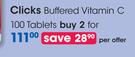 Clicks Buffered Vitamin C 100 Tablets-For 2