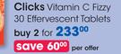 Clicks Vitamin C Fizzy 30 Effervescent Tablets-For 2