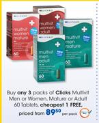 Clicks Multivit Men Or Women, Mature Or Adult 60 Tablets-Per Pack
